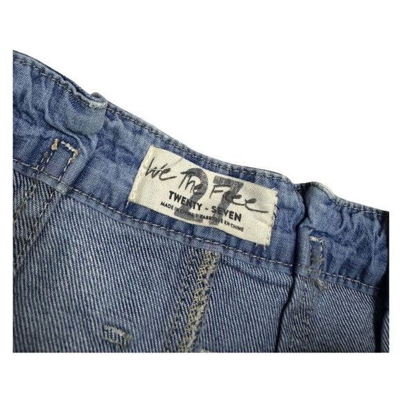 FREE PEOPLE Designer We The Free Denim Jean Mini Skirt With Belt Womens Small - Picture 4 of 6